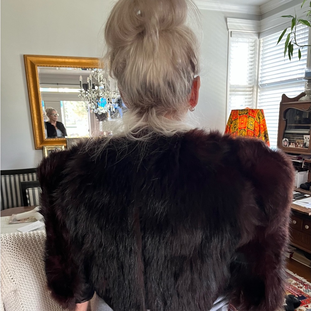 Women's Black Faux Fur Bomber Jacket - Picture 3 of 4